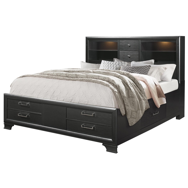 Global Furniture USA Jordyn Contemporary Wood Gray Queen Storage Bed