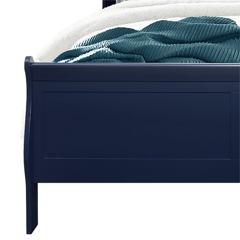 Global Furniture USA Traditional Charlie Blue Wood King Bed with LED