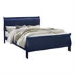 Global Furniture USA Traditional Charlie Blue Wood King Bed with LED