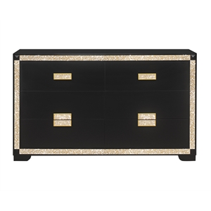 Global Furniture USA Blake 16.5&quotW Wood Dresser in Black/Gold