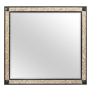 Global Furniture USA Blake 38&quotW Wood Mirror in Black/Gold Finish
