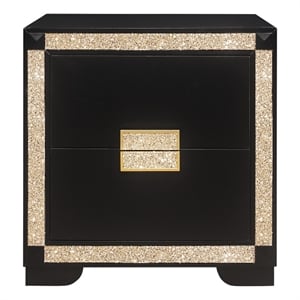 Global Furniture USA Blake 38&quotW Wood Nightstand in Black/Gold Finish