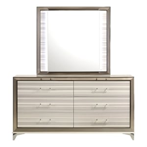 Global Furniture USA Zambrano Zebra White Wood Mirror With LED