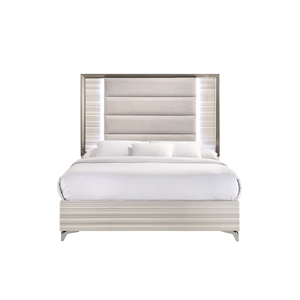 Global Furniture USA Zambrano Fabric Upholstered Queen Platform Bed LED - White