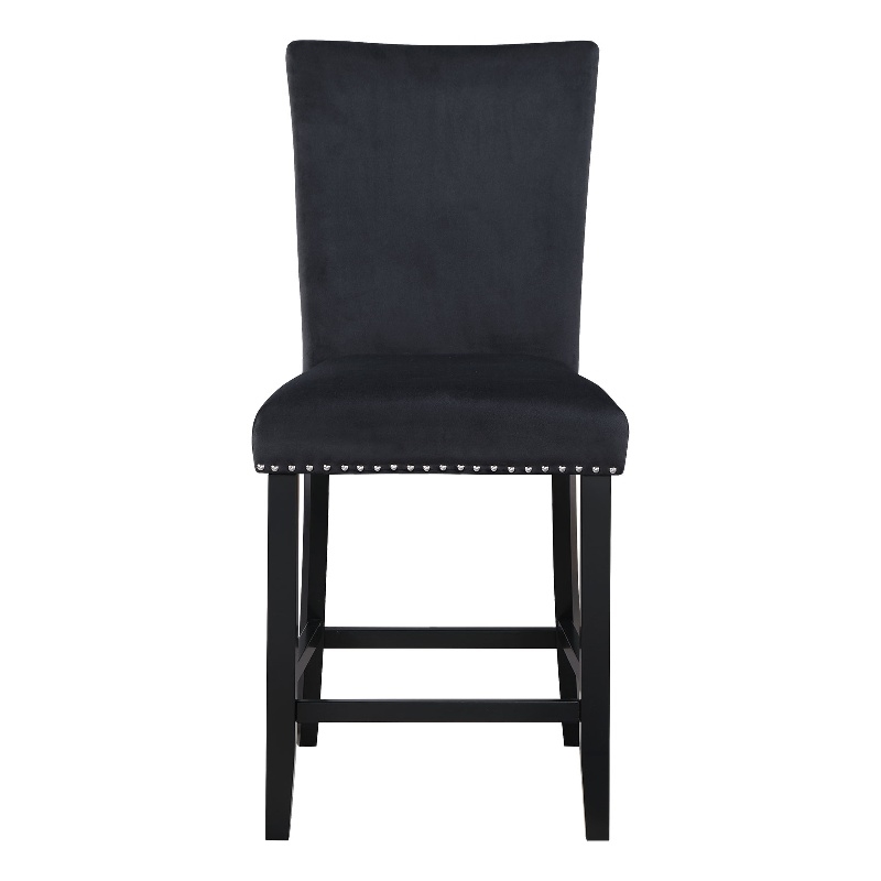 Global Furniture USA D04 Black Velvet Fabric Bar Stools - Set of Two