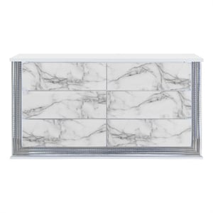 Global Furniture USA Ylime White High Gloss Marble Dresser With LED
