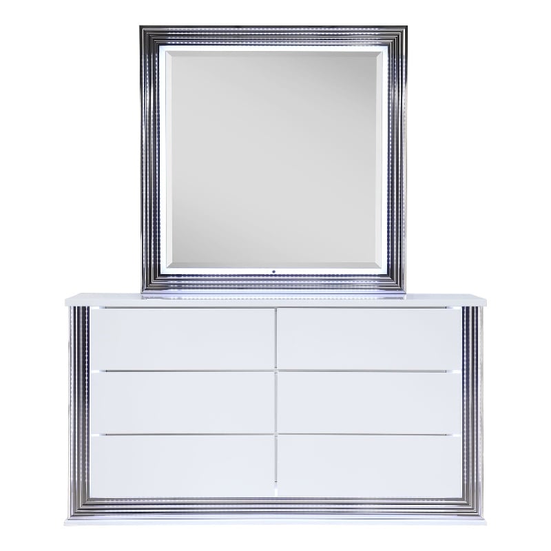 Global Furniture USA Ylime Smooth White Engineered Wood Mirror With LED