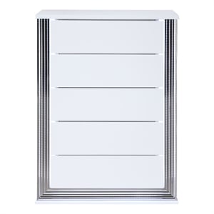 Global Furniture USA Ylime Metallic Smooth White Chest With LED