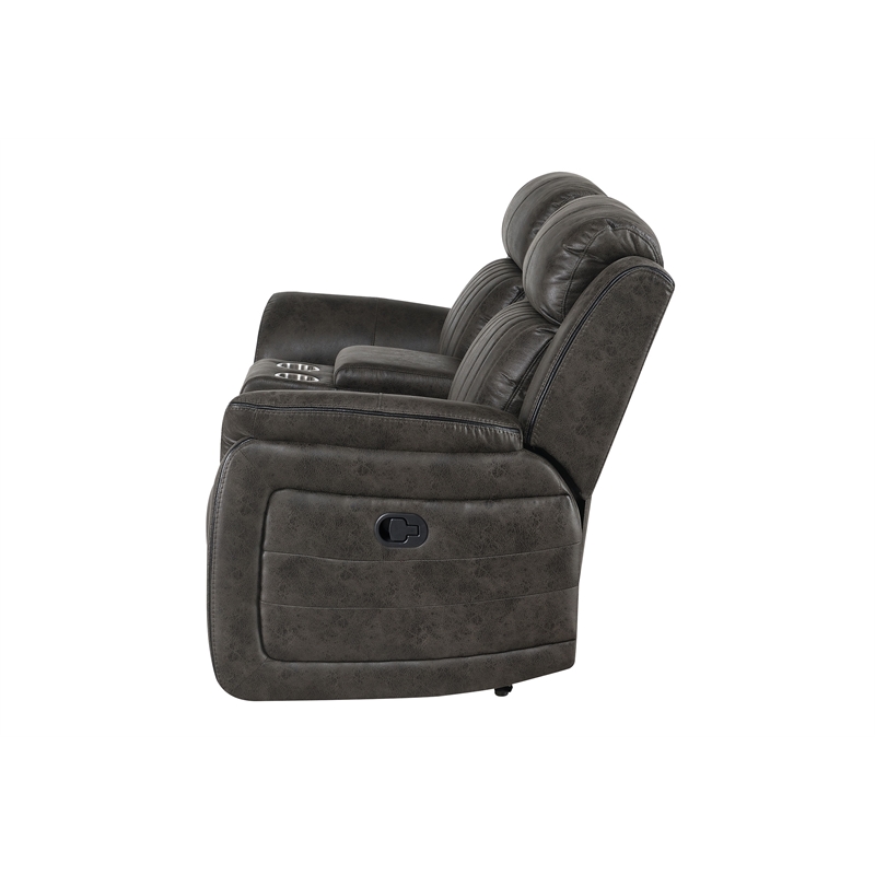 Global Furniture USA U8517 Gray Fabric Console Reclining Loveseat
