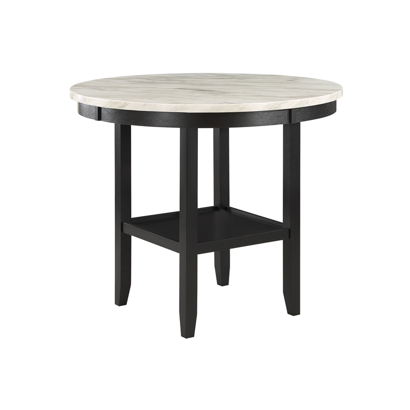 Global Furniture USA D40011 Light Gray Marble Top Bar Table with Built-In Shelf