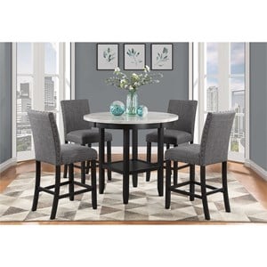 Global Furniture USA D40011 Light Gray Marble Bar Set with D1622 Bar Stool
