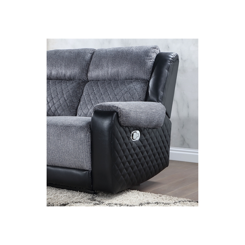 Global Furniture USA U5914 Gray/Black Fabric Reclining Sofa