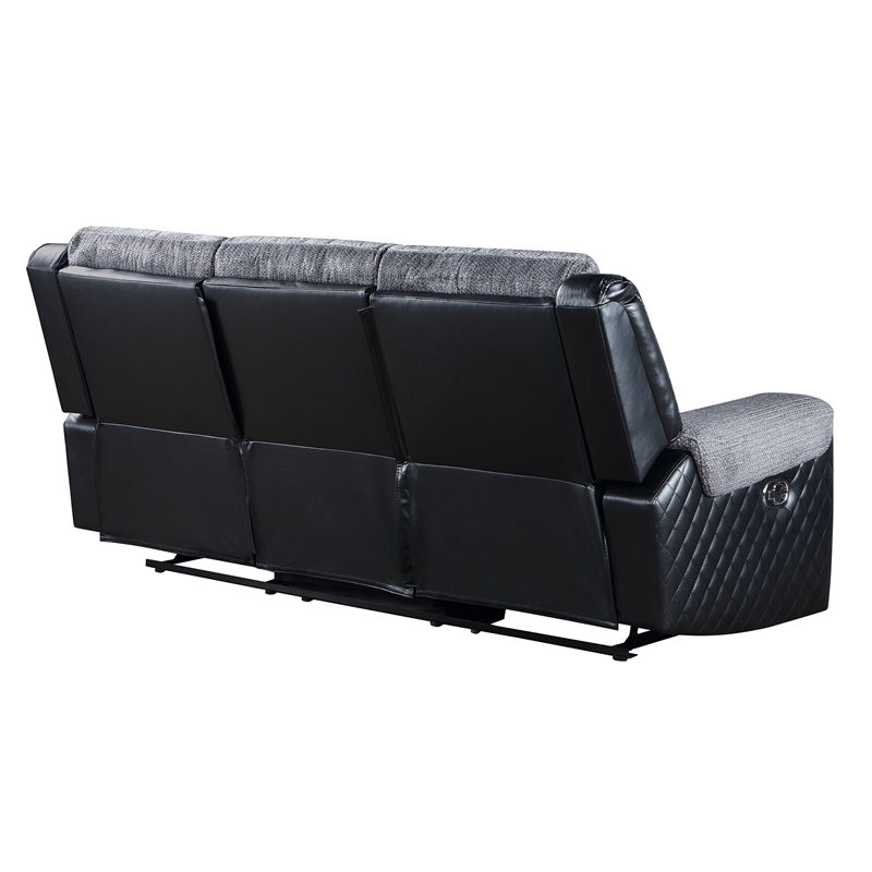 Global Furniture USA U5914 Gray/Black Fabric Reclining Sofa