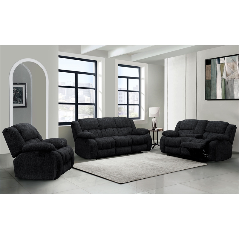 Global Furniture USA U250 Ebony Fabric Reclining Sofa