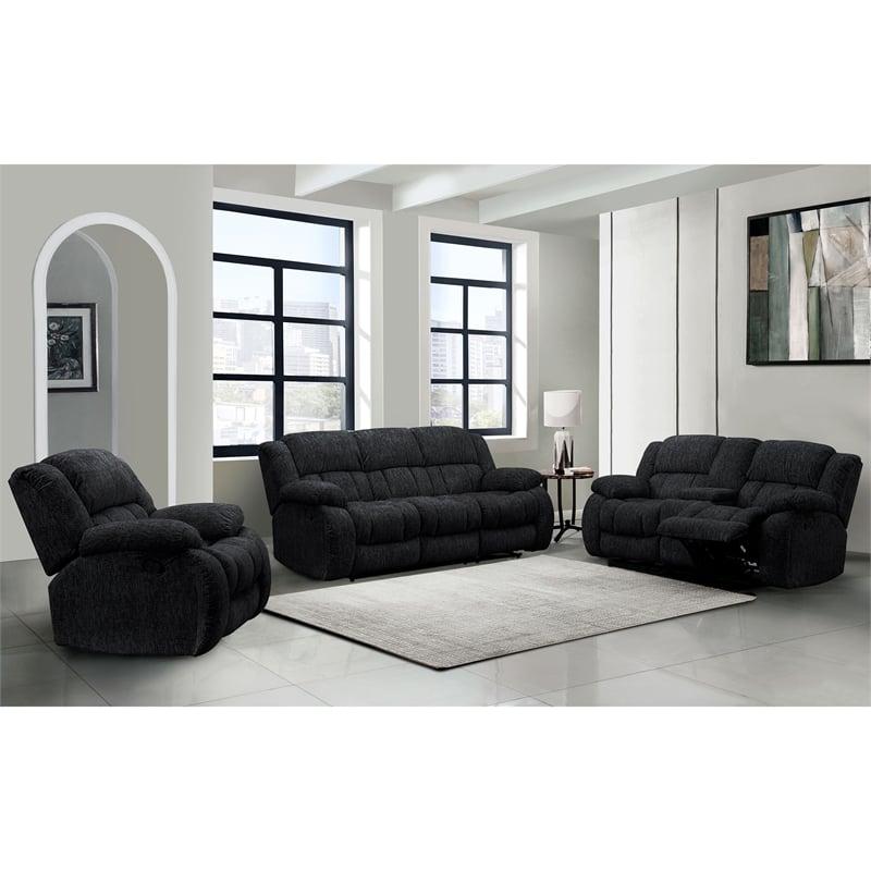 Global Furniture USA U250 Ebony Fabric Console Reclining Loveseat