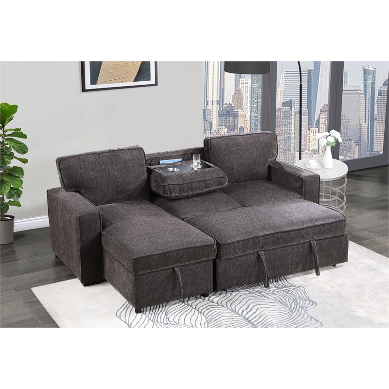 Global Furniture USA U0203 Dark Gray Fabric Pull Out Sofa Bed