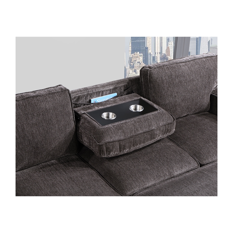 Global Furniture USA U0203 Dark Gray Fabric Pull Out Sofa Bed
