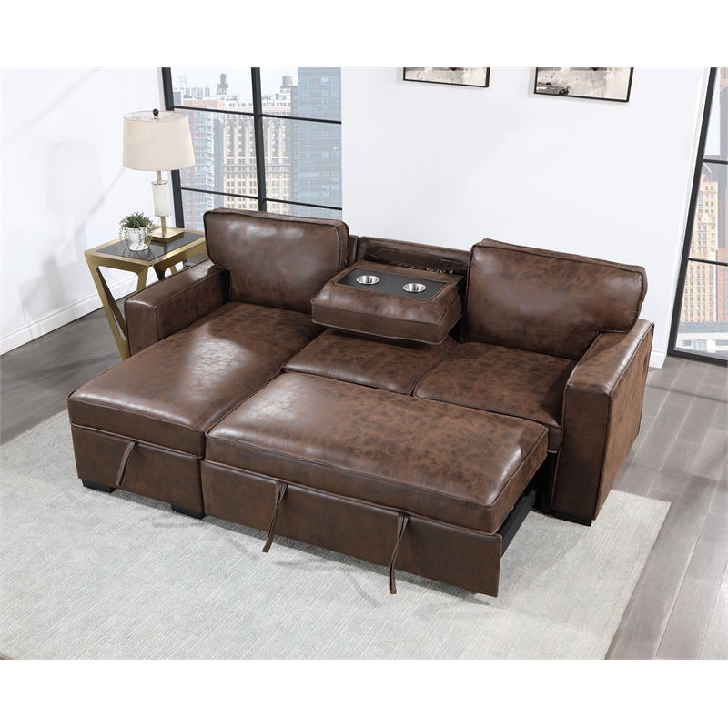 Global Furniture USA U0203 Coffee Fabric Pull Out Sofa Bed