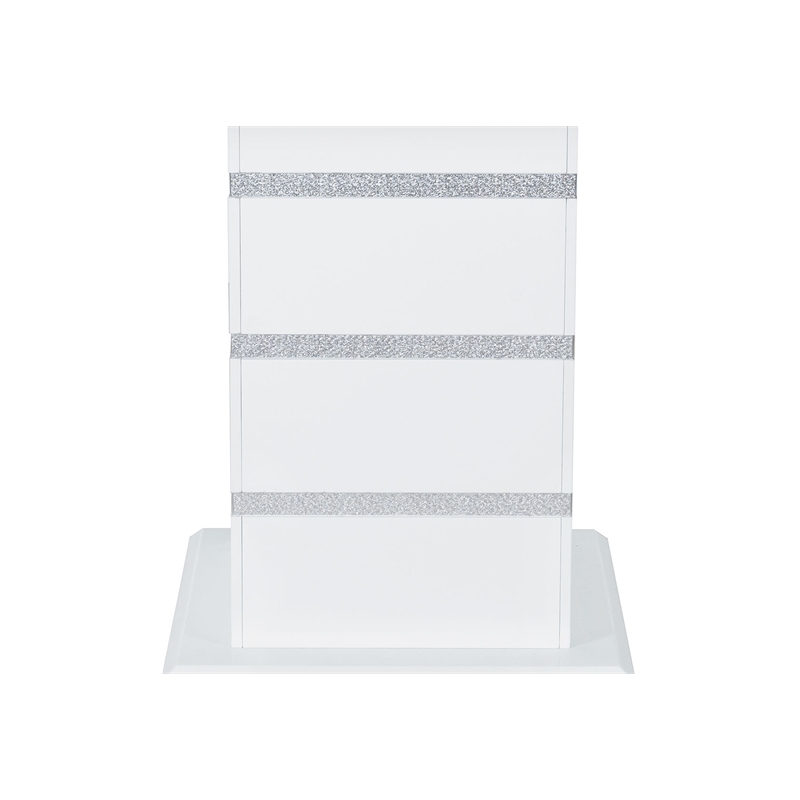 Global Furniture USA Monaco Wood White and Silver Bar Table with Clear Glass