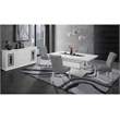 Global Furniture USA Monaco Wood White Dining Table with Clear Glass Inlay