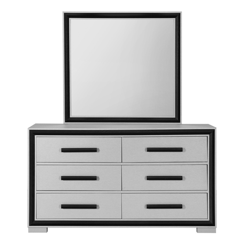 Global Furniture USA Amelia Solid Wood Gray Black 6-Drawer Dresser