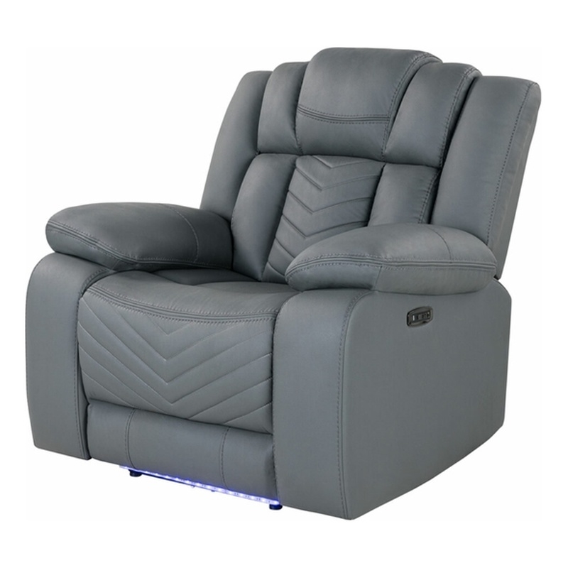 Global Furniture USA U7068 Gray Fabric 10 Power Recliner With LED