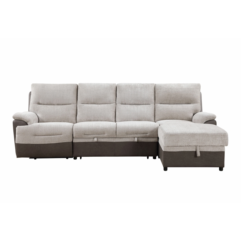 Global Furniture USA U3822 Beige/Brown Fabric Sectional with PO and USB