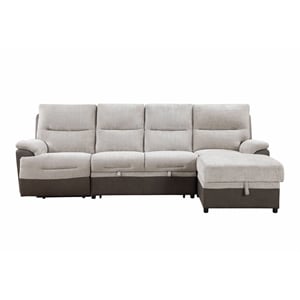 Global Furniture USA U3822 Beige/Brown Fabric Sectional with PO and USB