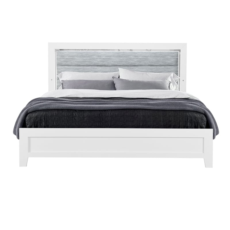 Global Furniture USA Luccia White Wood King Bed Set with LED