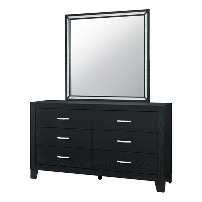 Global Furniture USA Reid Sleek Black Wood Large Scale Mirror