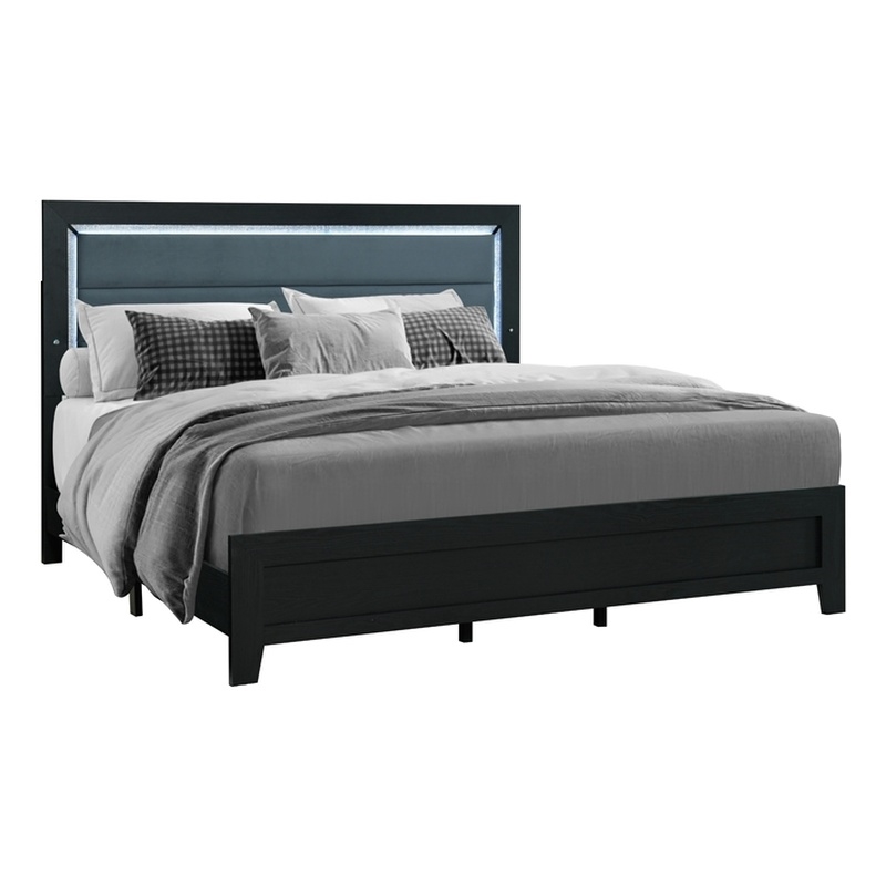 Global Furniture USA Reid Black Wood Queen Bed Set with LED