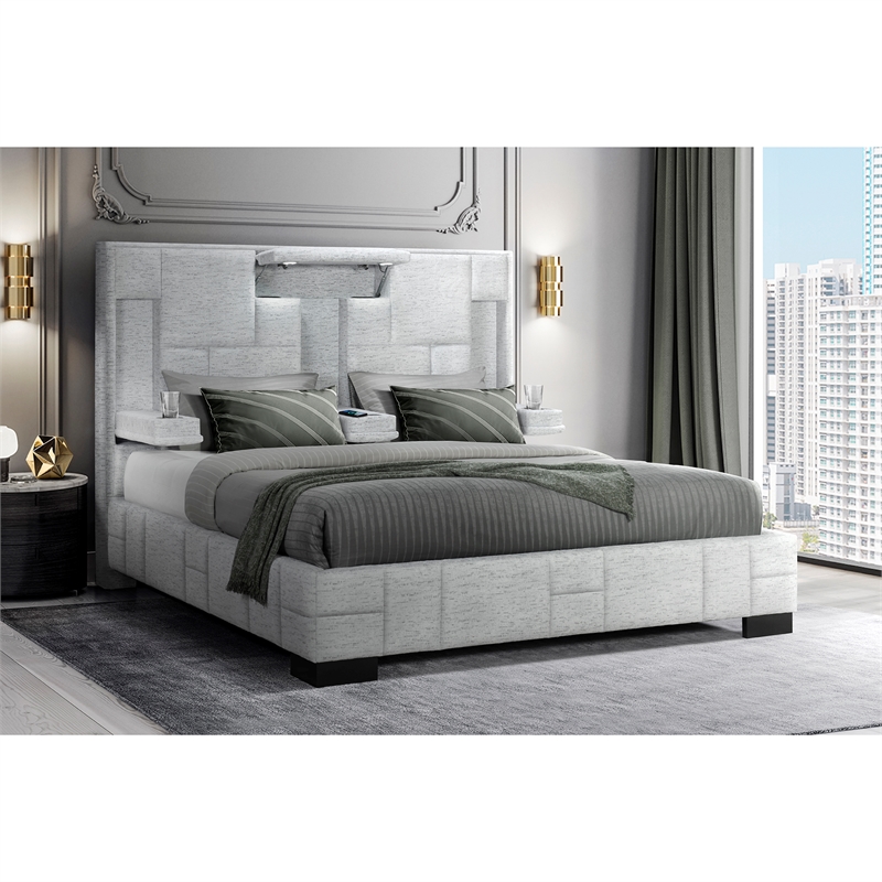 Global Furniture USA Oscar Gray Bryson Fabric King Bed