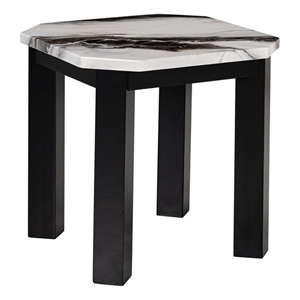 Global Furniture USA Lambo Black Faux Panda Marble Paper Finish End Table