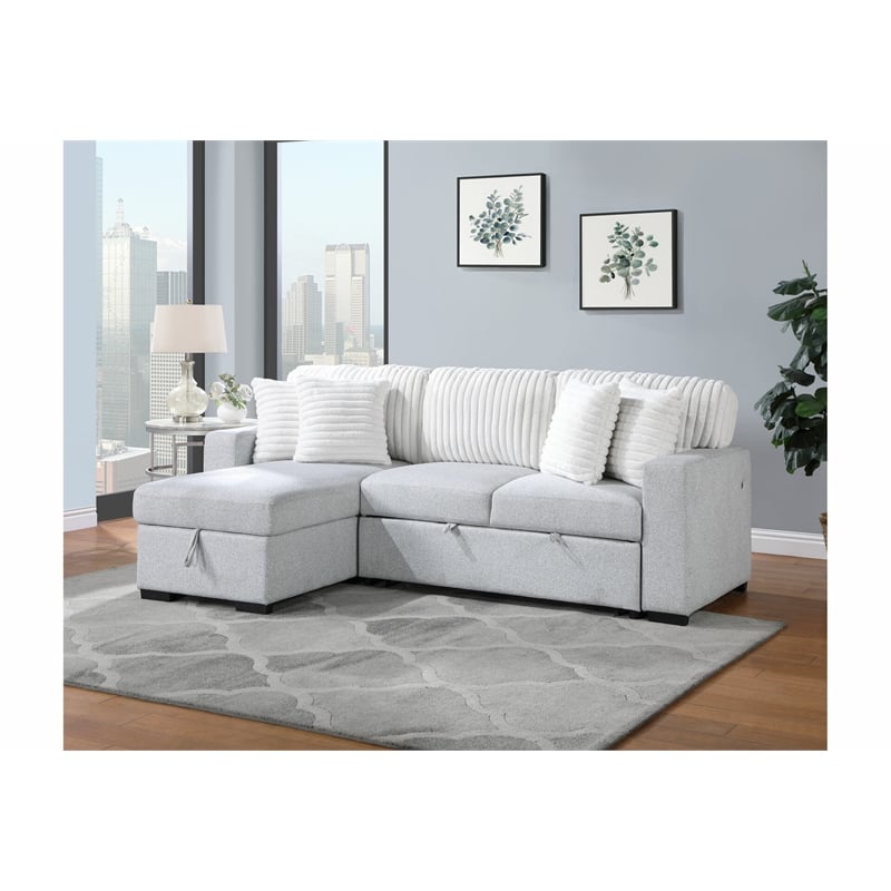 Global Furniture USA U0204 Gray Fabric Pull-Out Sofa Bed