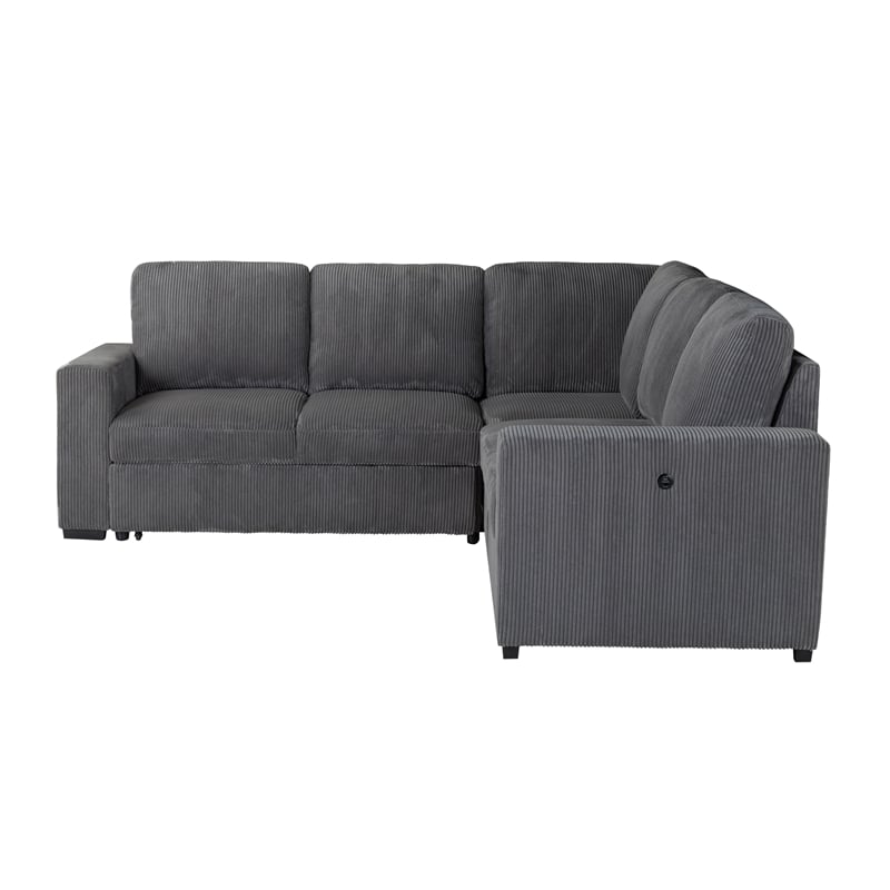 Global Furniture USA U2660 Gray Fabric Sectional FW/O Chaise and W/ Pullout