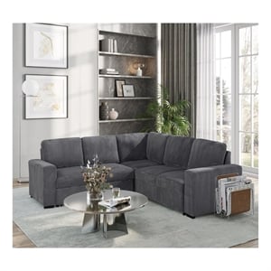 Global Furniture USA U2660 Gray Sectional W/O Chaise and W/O Pullout
