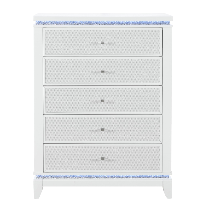 Global Furniture USA Alina White Wooden 5-Drawer Chest