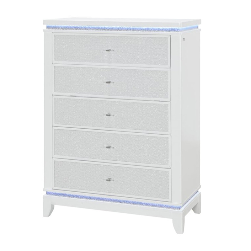 Global Furniture USA Alina White Wooden 5-Drawer Chest