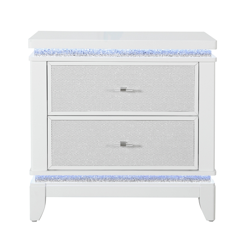 Global Furniture USA Alina White Wooden Tufted King Bedroom Set with LED