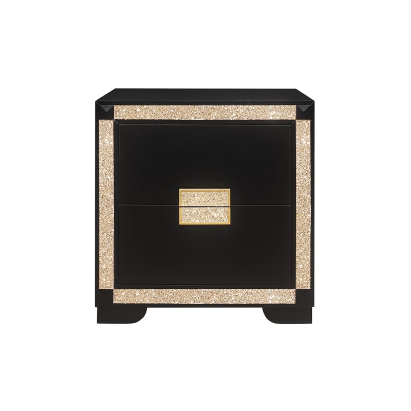 Global Furniture USA Blake Wood Queen Bedroom Set in Black/Gold Finish