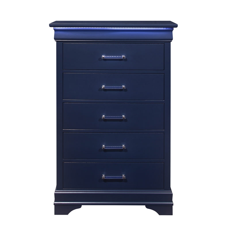 Global Furniture USA Charlie Blue King Bedroom Set with LED Accent and Acrylic