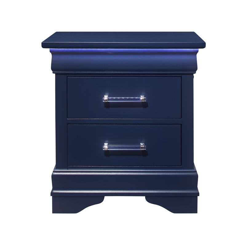 Global Furniture USA Charlie Blue Queen Bedroom Set with LED Accent and Acrylic