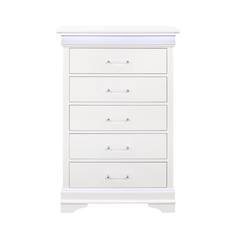 Global Furniture USA Charlie White Full Bedroom Set LED Accent and Acrylic