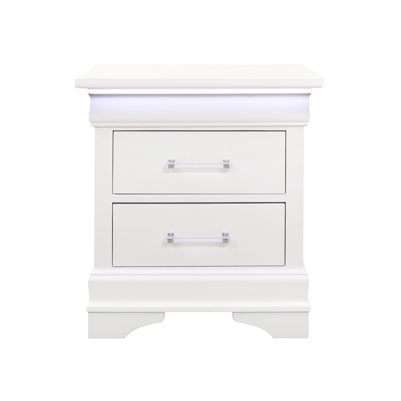 Global Furniture USA Charlie White Full Bedroom Set LED Accent and Acrylic