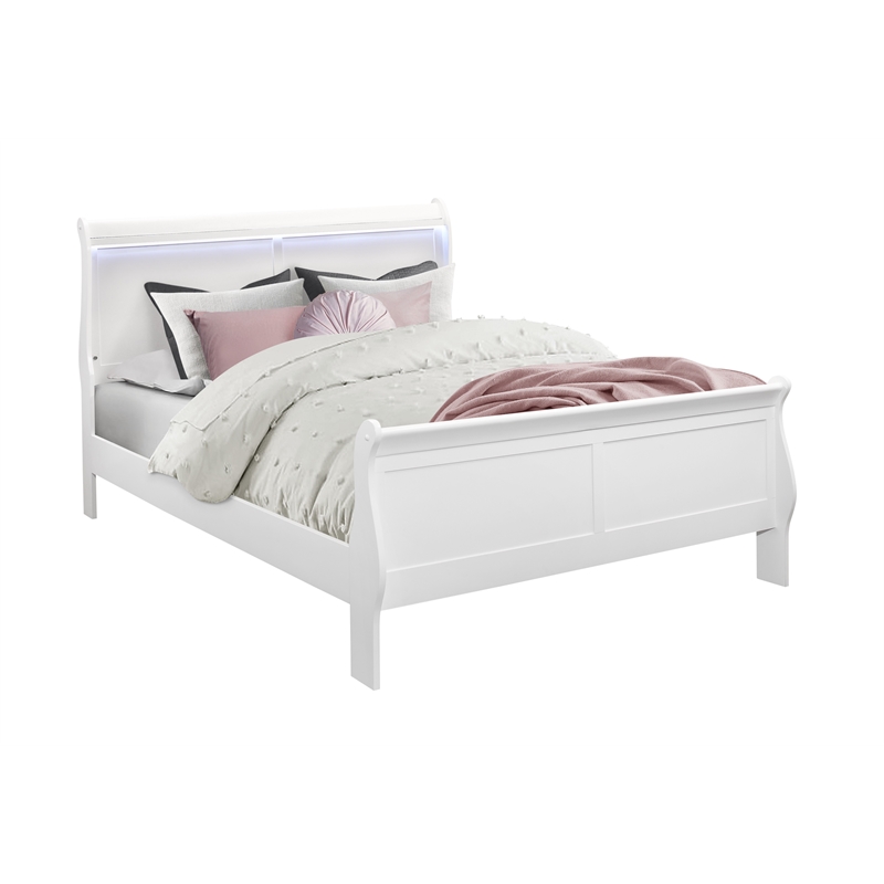 Global Furniture USA Charlie White Queen Bedroom Set with LED Accent and Acrylic