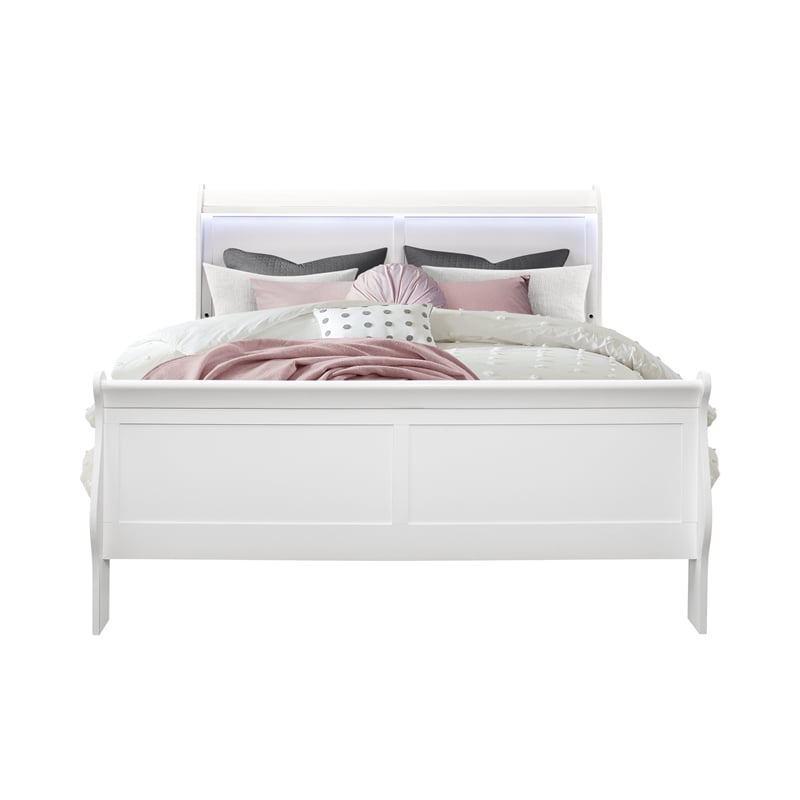 Global Furniture USA Charlie White Queen Bedroom Set with LED Accent and Acrylic
