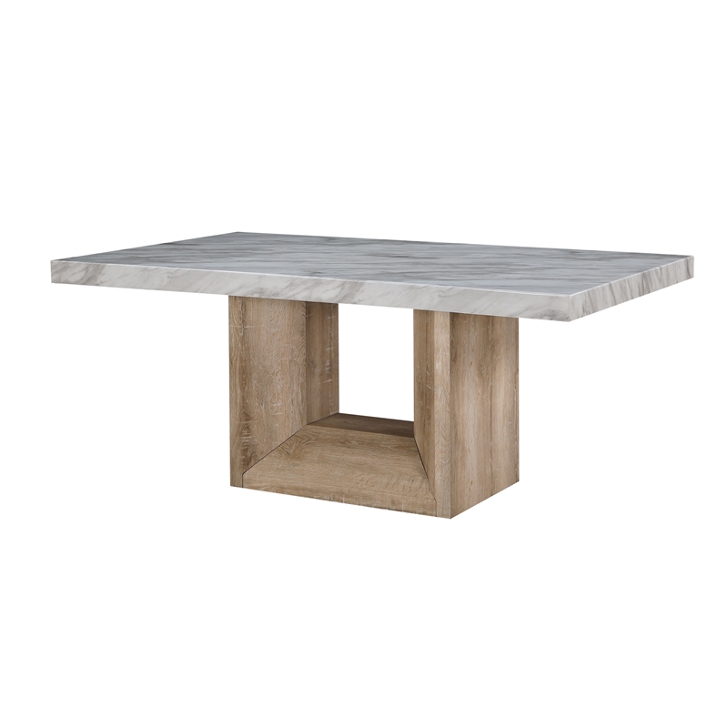 Global Furniture USA D02 Natural Faux Marble Dining Table + 4 D8683 Dining Chair