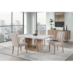Global Furniture USA D02 Natural Faux Marble Dining Table + 4 D8683 Dining Chair