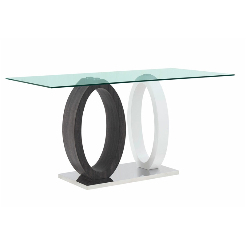 Global Furniture USA D1628 Clear Glass Top Table + 4pc D915 Black Chair