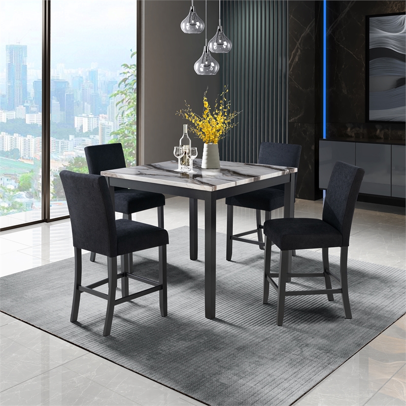 D4054 Black and Marble Finish 5PC Bar Set